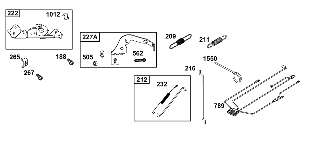 Controls Group Diagram and Parts List for 40U877-0037-G1  Briggs and Stratton Engine
